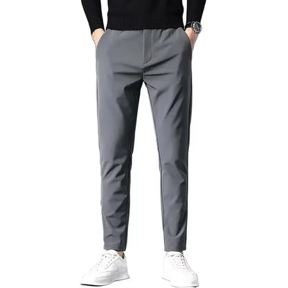 Herren Hose Grau Slim Fit Stretch Stoff elegant