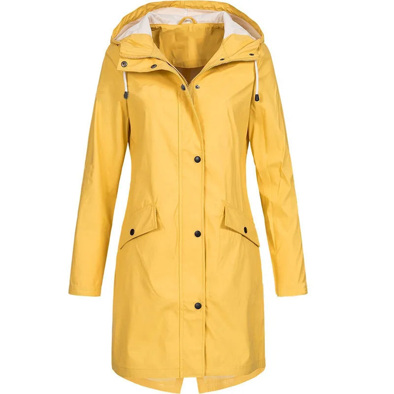 Damen Regenjacke mit Kapuze, olivgrün, Langarm
