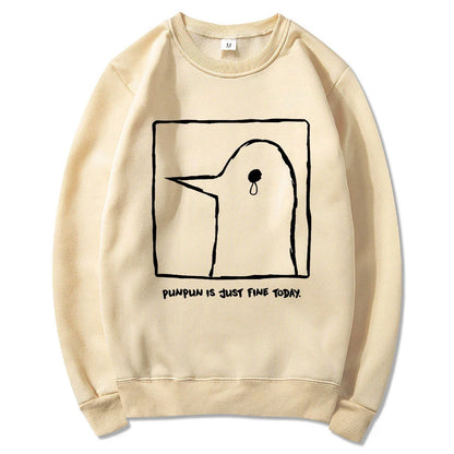 Hoodie mit Pinguin-Print, Beige