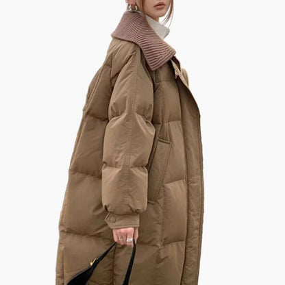 Damen Steppmantel mit Oversize-Kragen – Modischer Wintermantel für Alltag und Freizeit