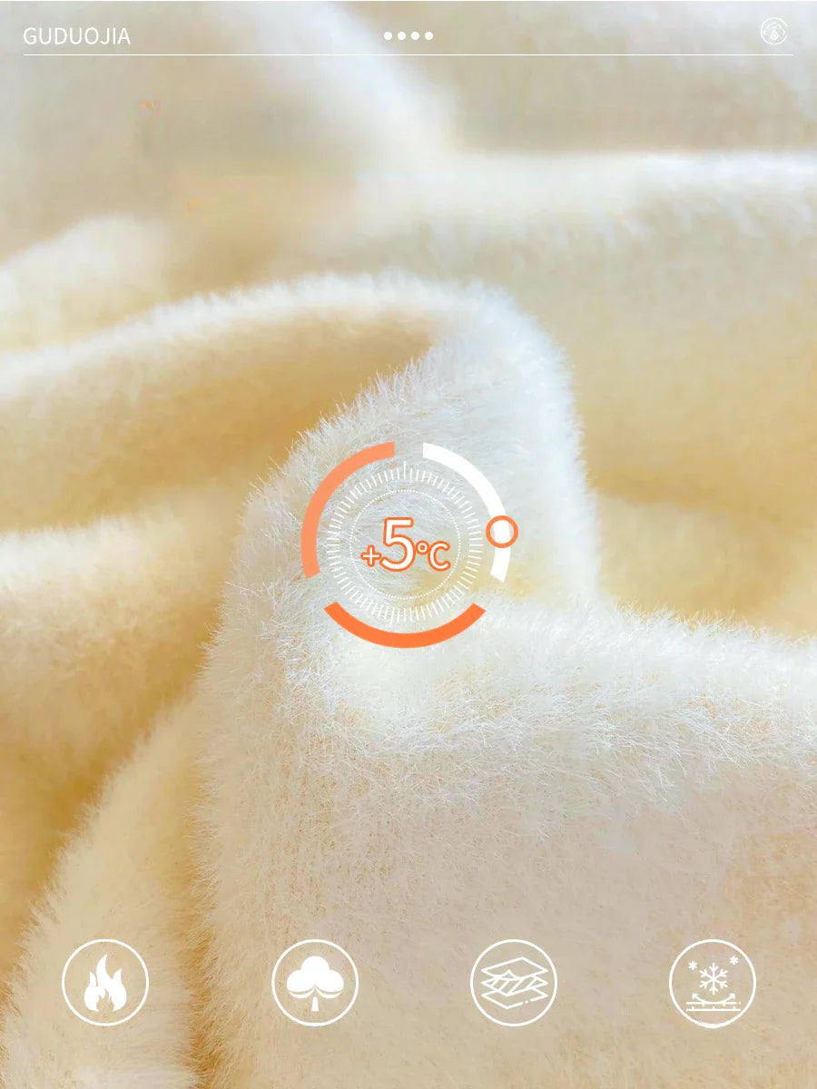 Damen Crop Rollkragenpullover mit weichem Fleece-Bund – Modischer Winter Strickpullover