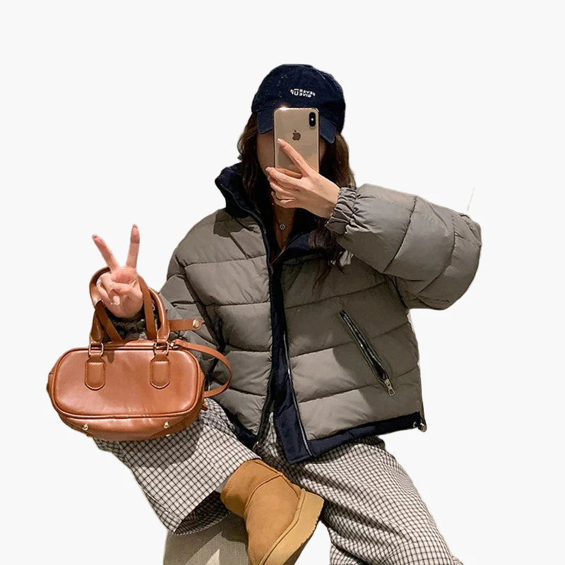 Damen Steppjacke Casual Winter Streetstyle Übergangsjacke Freizeit