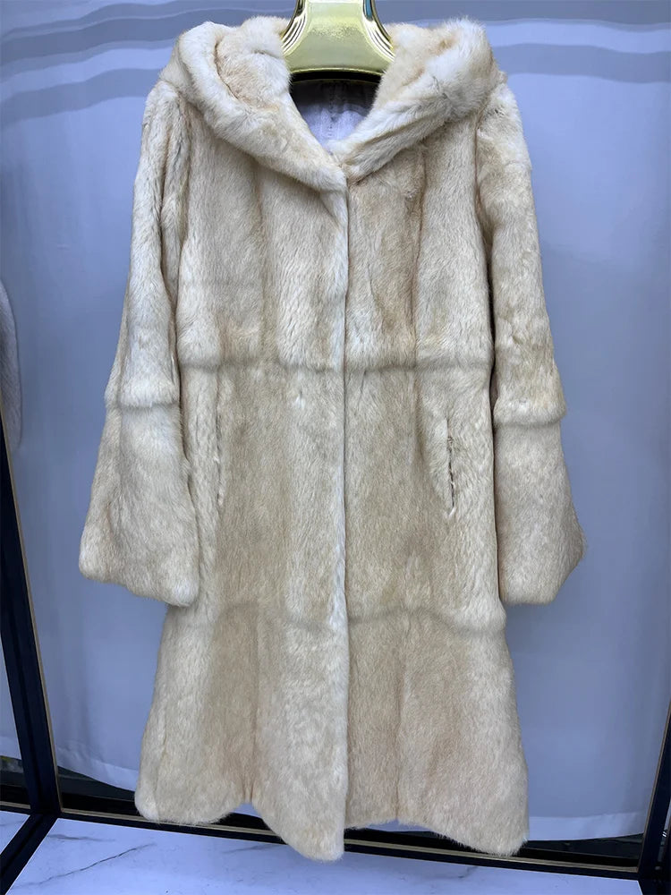 Damen Wintermantel Kapuzenmantel aus flauschigem Material Langarm