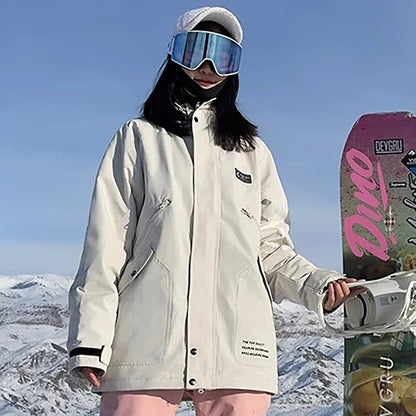 Unisex Winter Skijacke mit Kapuze & Reißverschluss Wasserdichte Winterjacke