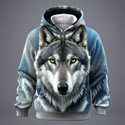 Hoodie Unisex Löwenkopf-Print mit Kapuze Kängurutasche