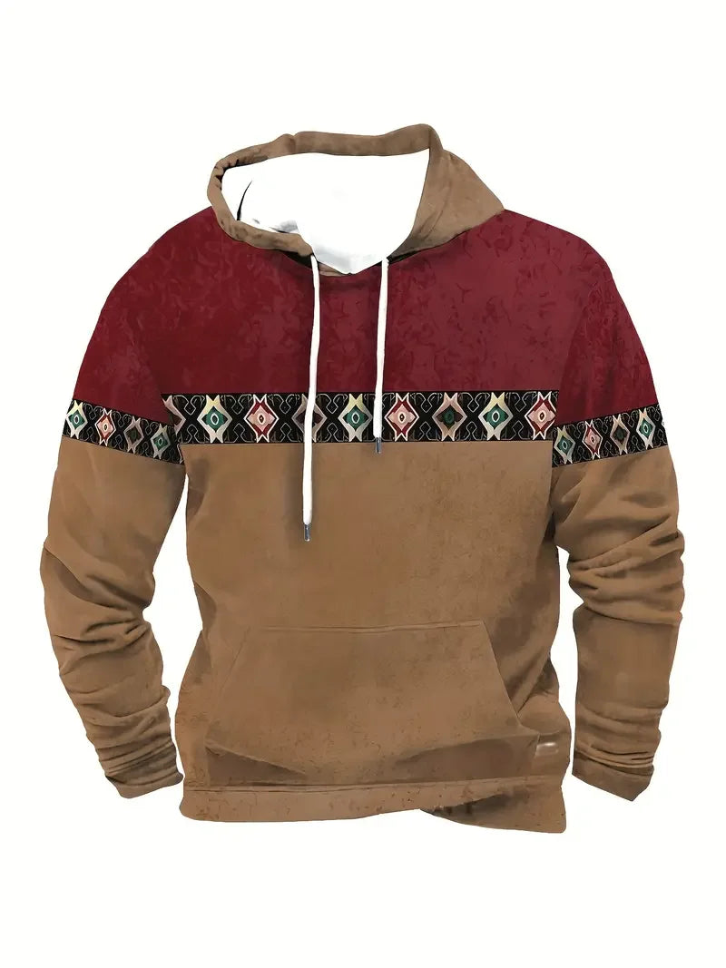 Herren Hoodie mit Hirsch-Motiv und Muster Ärmeln