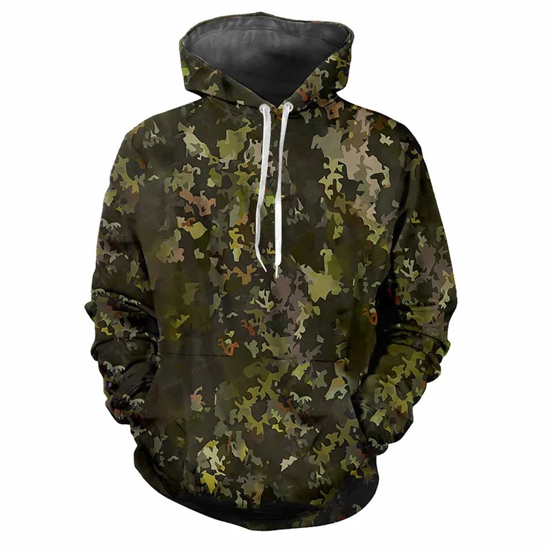 Hoodie Camouflage-Muster Grün Kängurutasche Kapuzenpullover