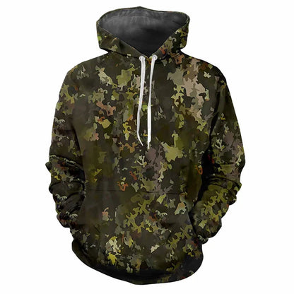 Hoodie Camouflage-Muster Grün Kängurutasche Kapuzenpullover