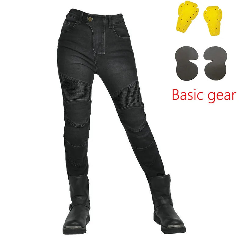 Motorradjeans Damen mit Protektoren Schwarze oder Blaue Motorradhose im Slim Fit Stil