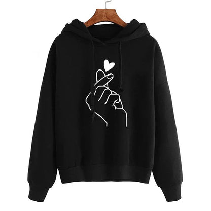 Hoodie Damen mit Kordelzug und Handgesten-Print – Verschiedene Farben