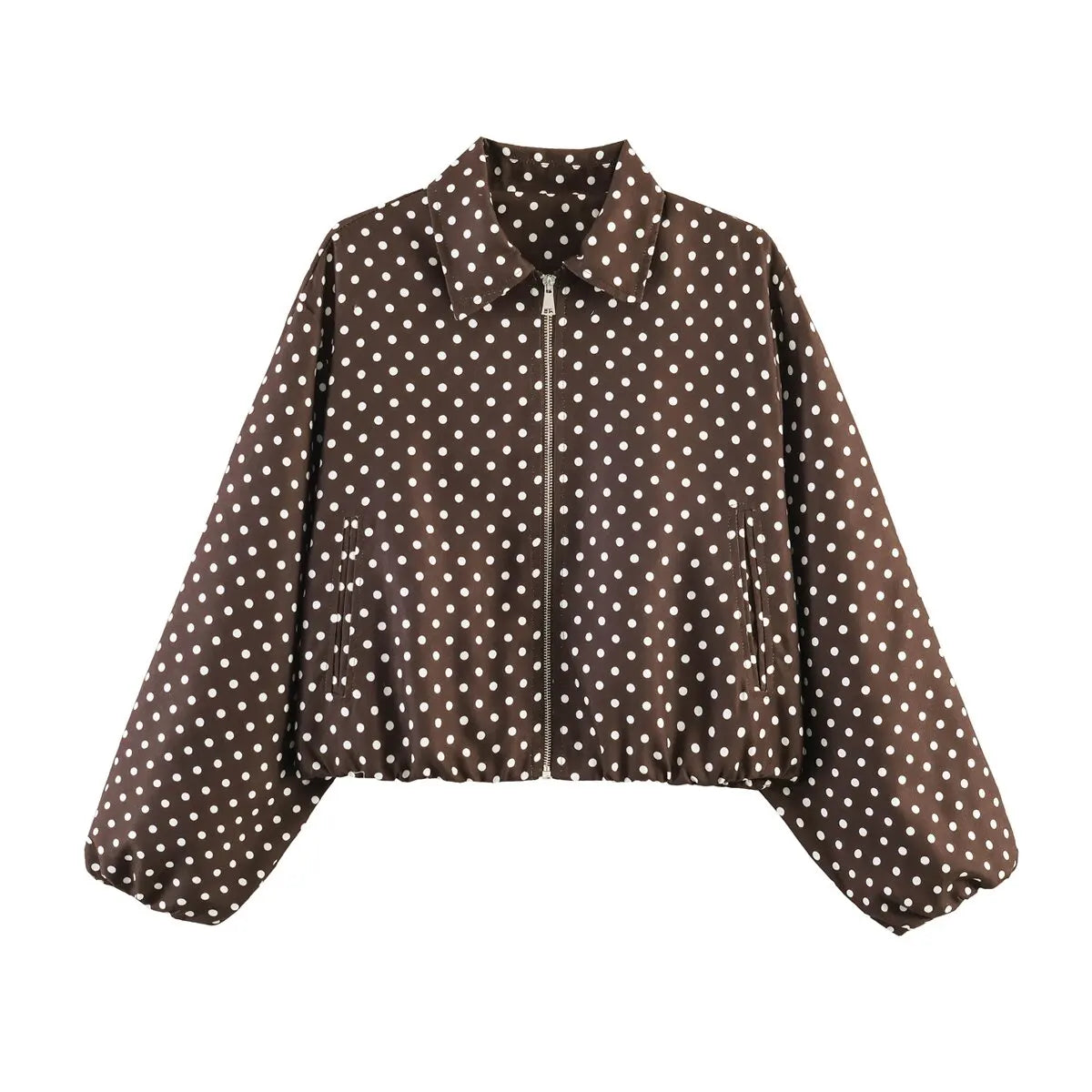 Damen Cropped Jacke Reißverschluss Stehkragen Langarm