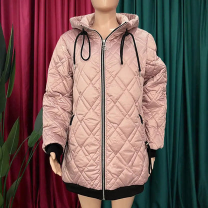 Damen Steppjacke mit Kapuze und Reißverschluss