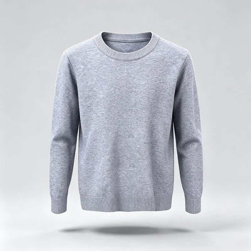 Unisex Langarm Pullover Rundhalsausschnitt Feinstrick Beige