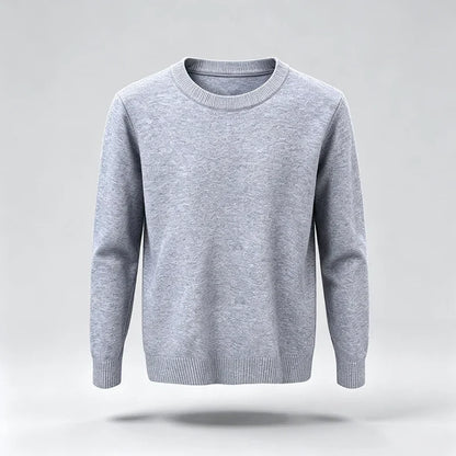 Unisex Langarm Pullover Rundhalsausschnitt Feinstrick Beige