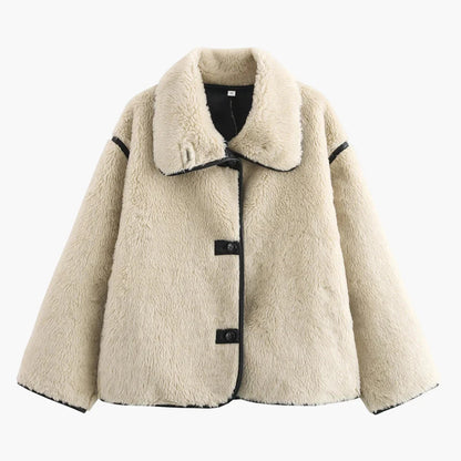 Damen Teddyfell Kurzjacke im Oversize-Style für Herbst und Winter – Modisch & Warm