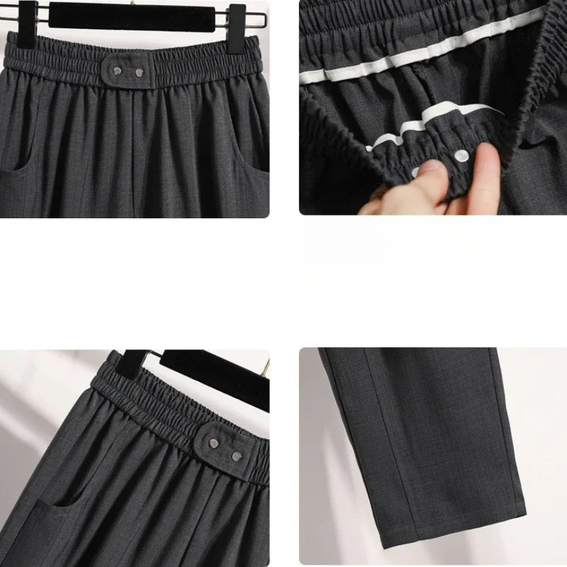 Damen Hose mit elastischem Bund, weitem Bein und Taschen