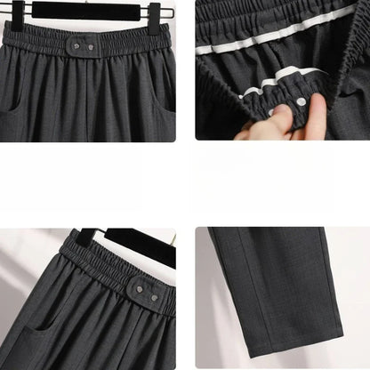 Damen Hose mit elastischem Bund, weitem Bein und Taschen