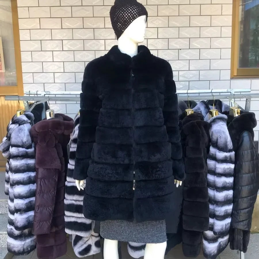 Damen Kapuzen Kunstpelz Mantel Langarm Winterjacke