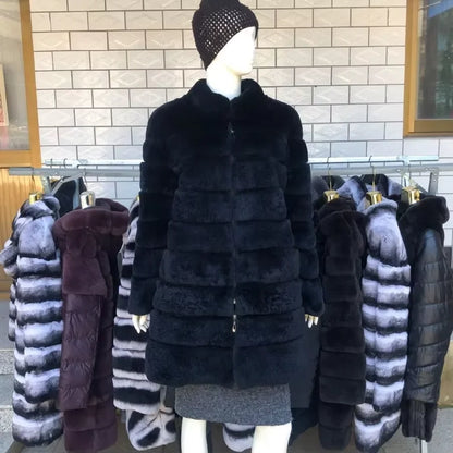 Damen Kapuzen Kunstpelz Mantel Langarm Winterjacke