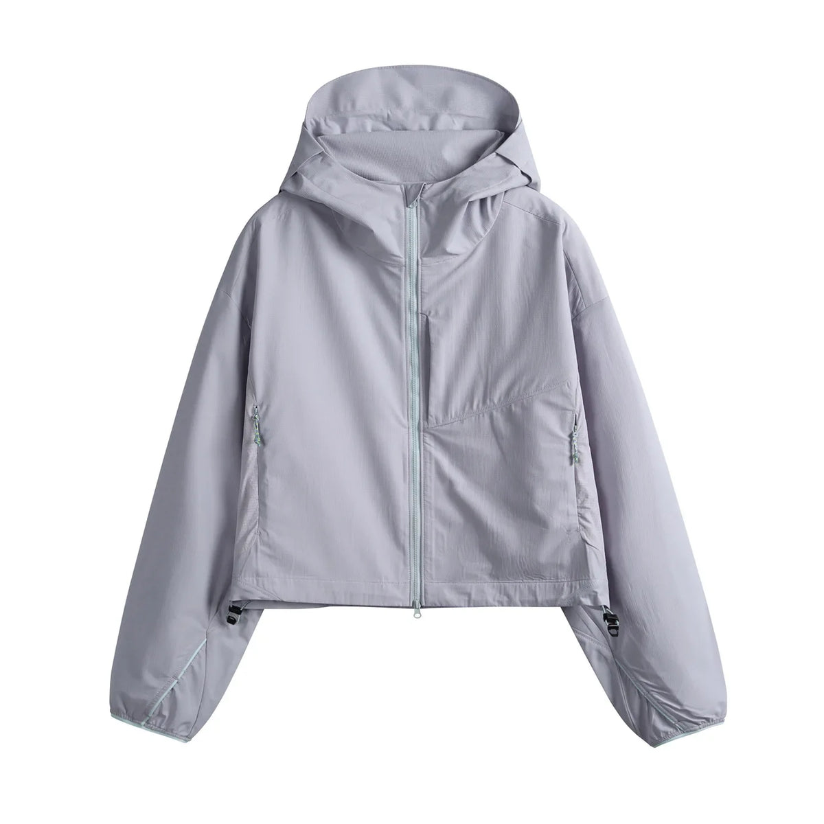 Damen Kurze Kapuzenjacke Windbreaker Leicht Reißverschluss