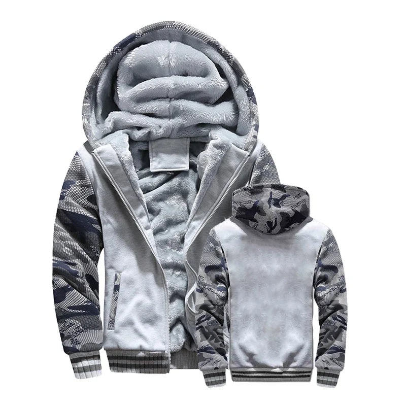 Herren Kapuzenjacke mit Teddyfutter Reißverschluss