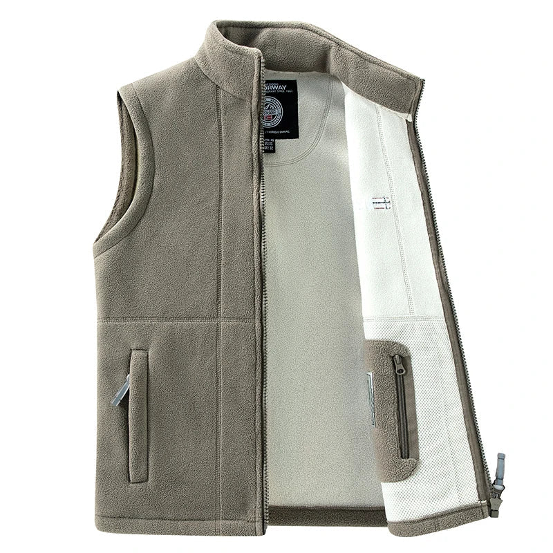 Fleece Weste Stehkragen Herren Outdoor Gilet mit Reißverschluss und Taschen