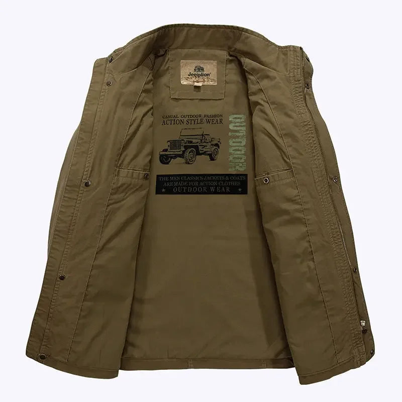 Herren Übergangsjacke im Outdoor-Stil mit Stehkragen und Mehrfachtaschen – Casual Freizeitjacke für Alltag und Reisen