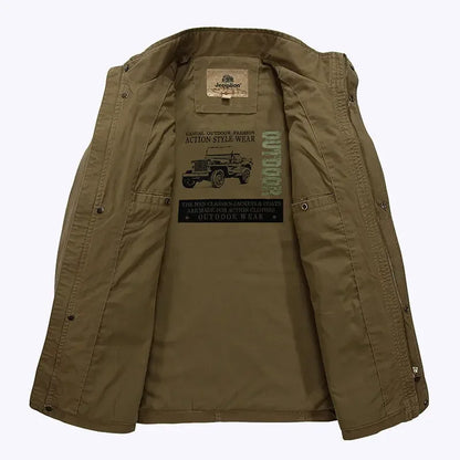 Herren Übergangsjacke im Outdoor-Stil mit Stehkragen und Mehrfachtaschen – Casual Freizeitjacke für Alltag und Reisen