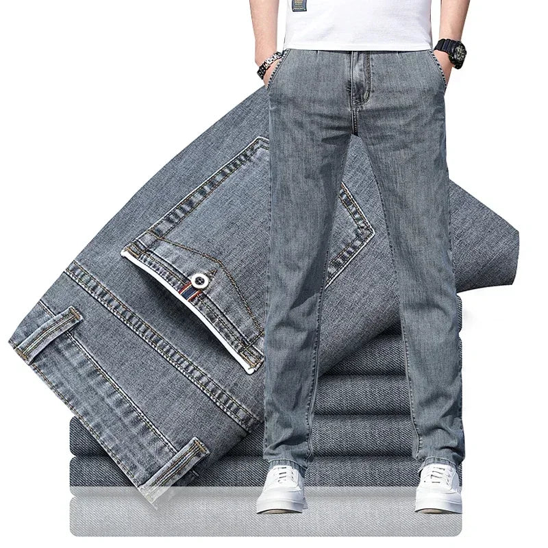 Herren Jeans Hose Grau Gerade Passform