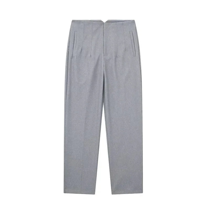 Damen High-Waist Hose Business Elegant Knöchellang