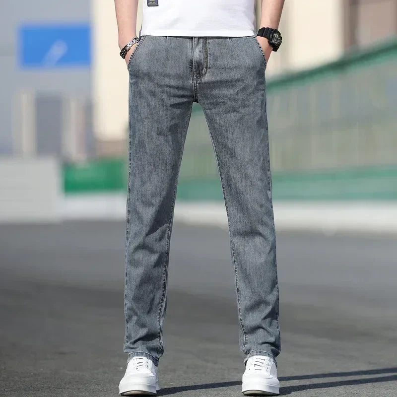 Herren Jeans Hose Grau Gerade Passform
