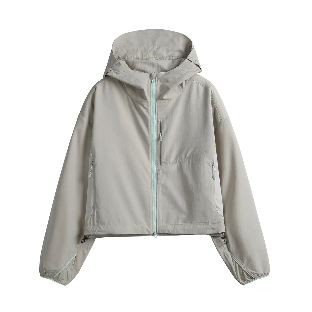 Damen Kurze Kapuzenjacke Windbreaker Leicht Reißverschluss