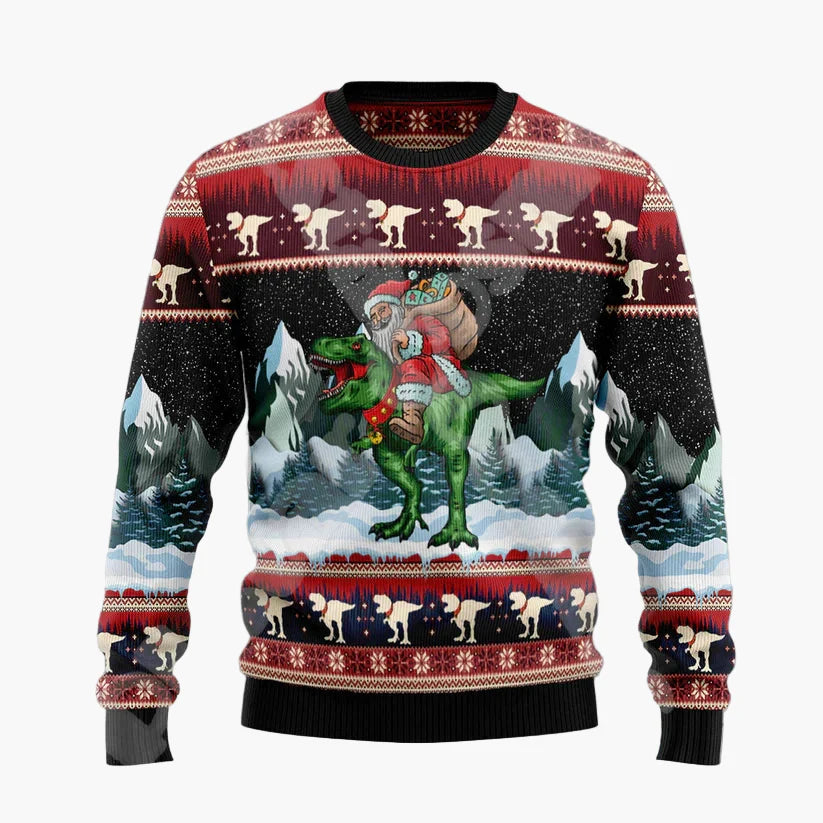 Herren Lustiger Weihnachts-Pullover mit Santa auf dem Schornstein – Ugly Christmas Sweater für Weihnachten & Party