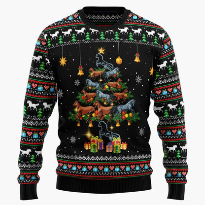 Unisex Lustiger Weihnachtspullover mit lachendem Pferde-Motiv – Perfekt für Ugly Christmas Sweater Partys