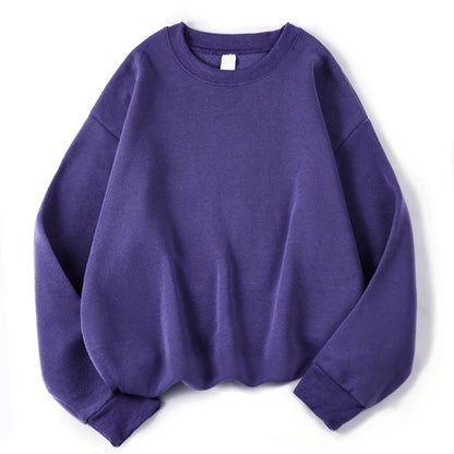 Damen Sweatshirt Lila Oversize Rundhals Langarm Basic-Pullover