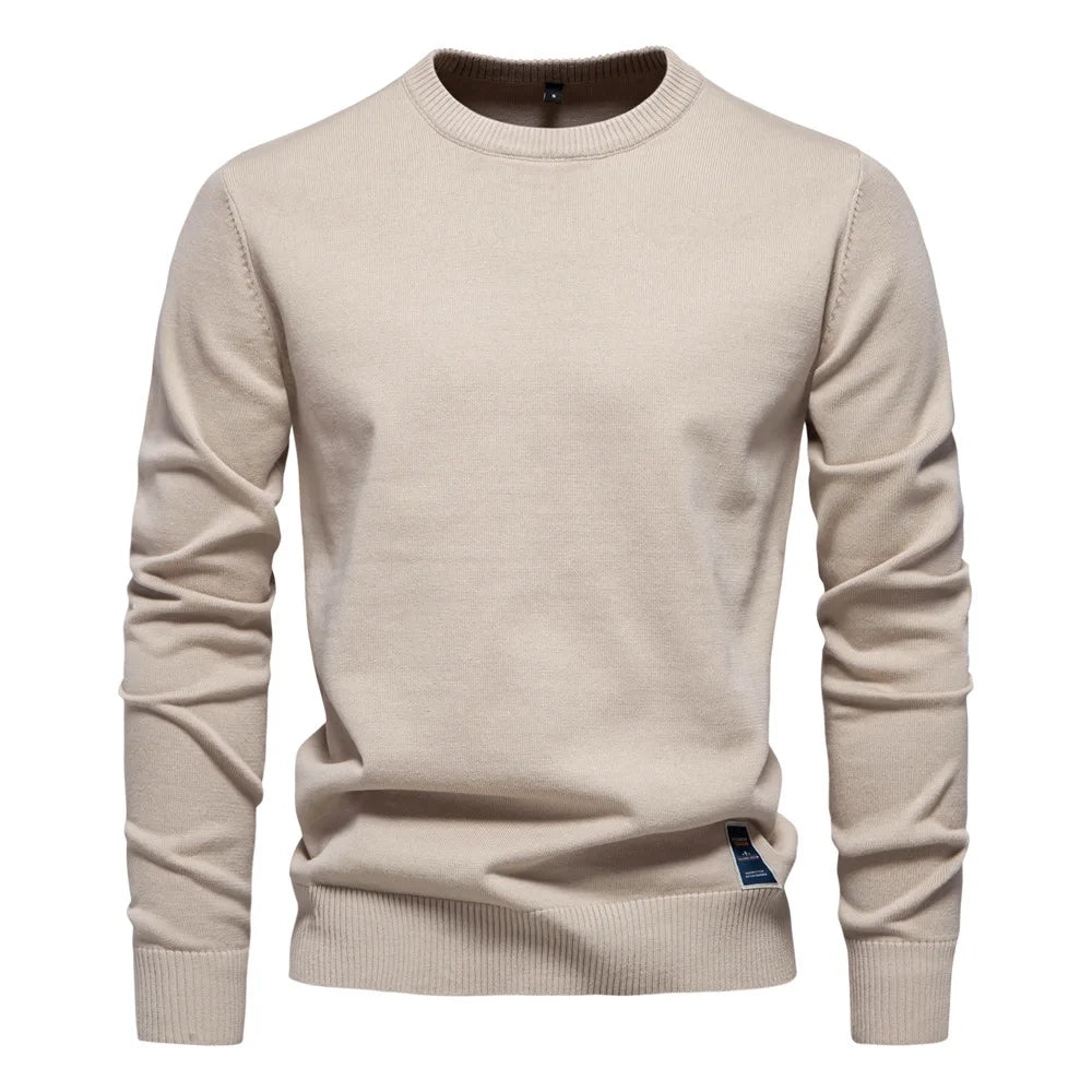 Herren Rundhals Pullover Langarm Basic Strickpullover