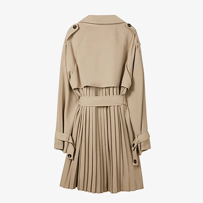 Damen Trenchcoat mit Faltenrock-Detail, beige
