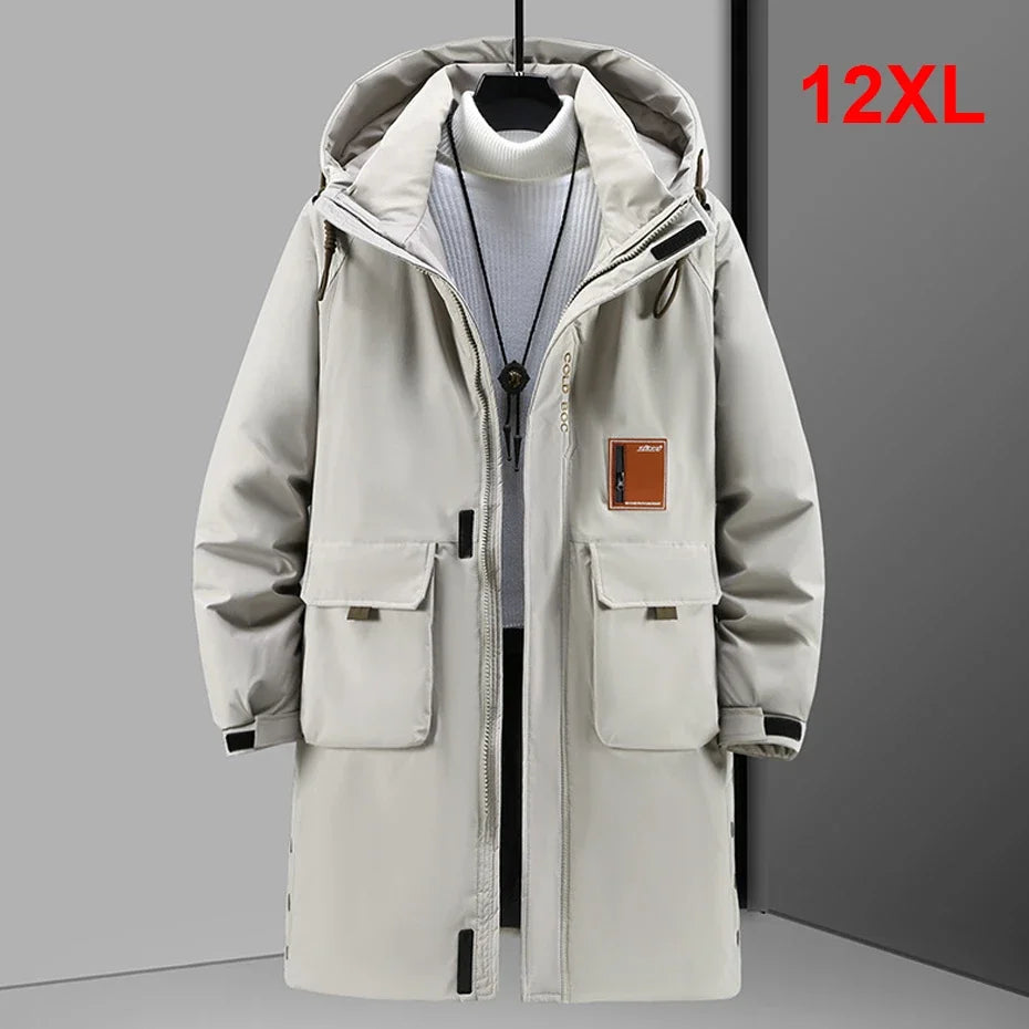 Herren Wintermantel mit Kapuze gesteppt lang Warm Outdoor