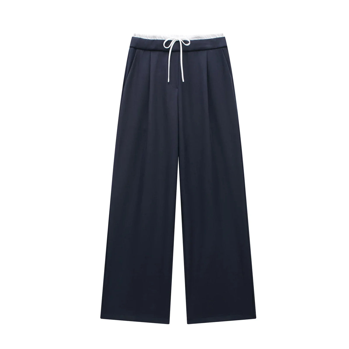 Damen Wide-Leg Hose mit hohem Bund und Tunnelzug, Weites Bein