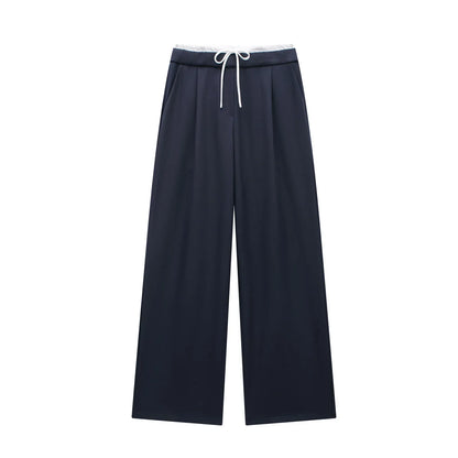 Damen Wide-Leg Hose mit hohem Bund und Tunnelzug, Weites Bein