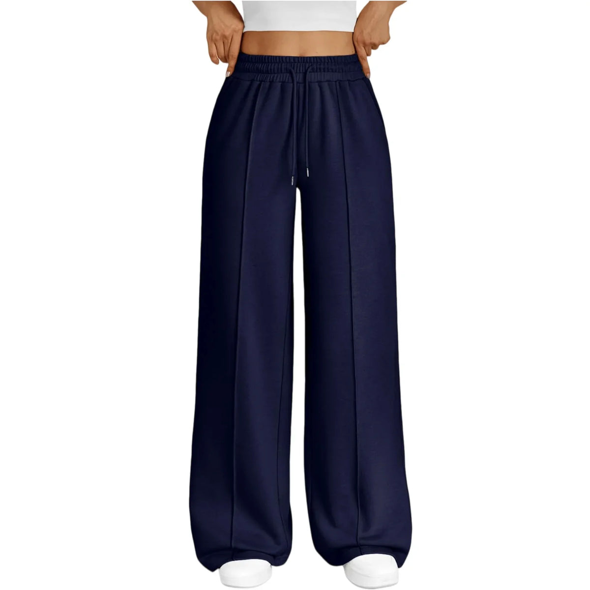 Damen Weite Hose mit Gummibund und Kordelzug – Bequeme Freizeithose