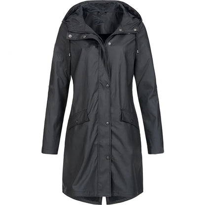 Damen Regenjacke mit Kapuze, olivgrün, Langarm