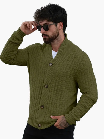 Herren Strickjacke – Modischer Casual Cardigan mit Schalkragen für Alltag und Freizeit