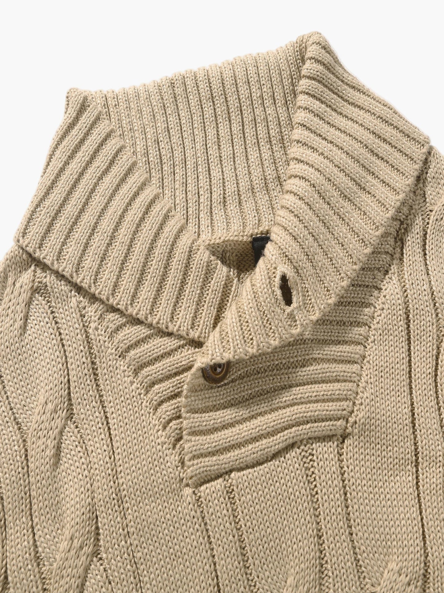 Herren Strickpullover mit Schalkragen und Knopfleiste – Eleganter Freizeitpullover im Zopfmuster für Herbst und Winter