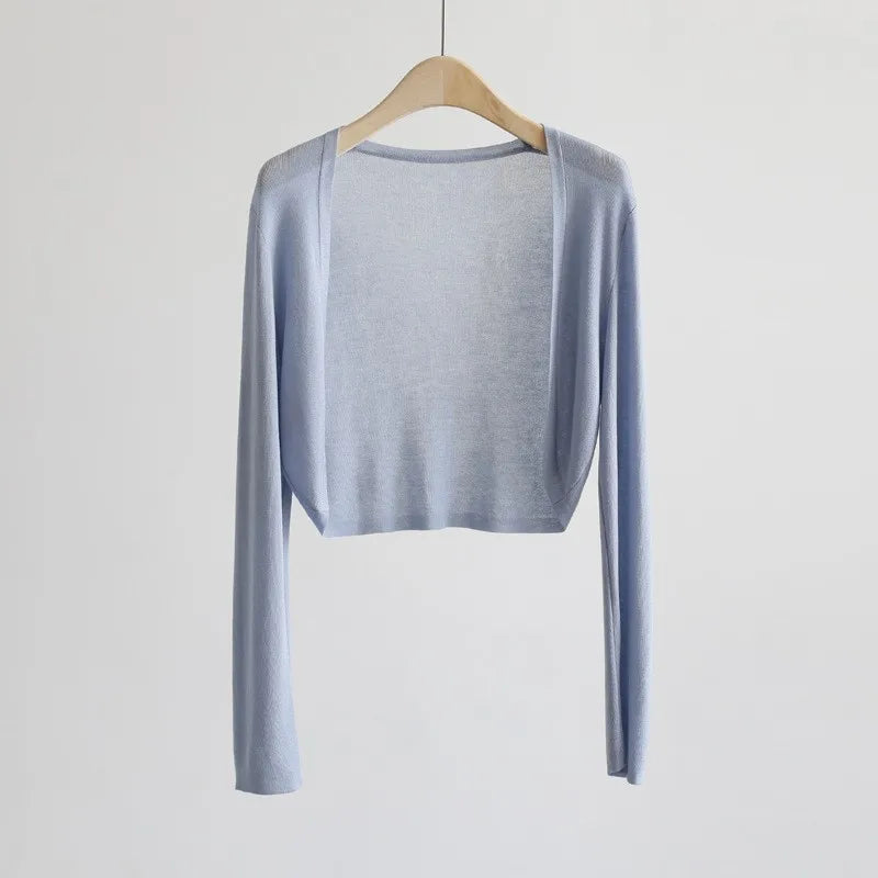 Kurze Damen Bolero Strickjacke Langarm Cardigan Crop Top