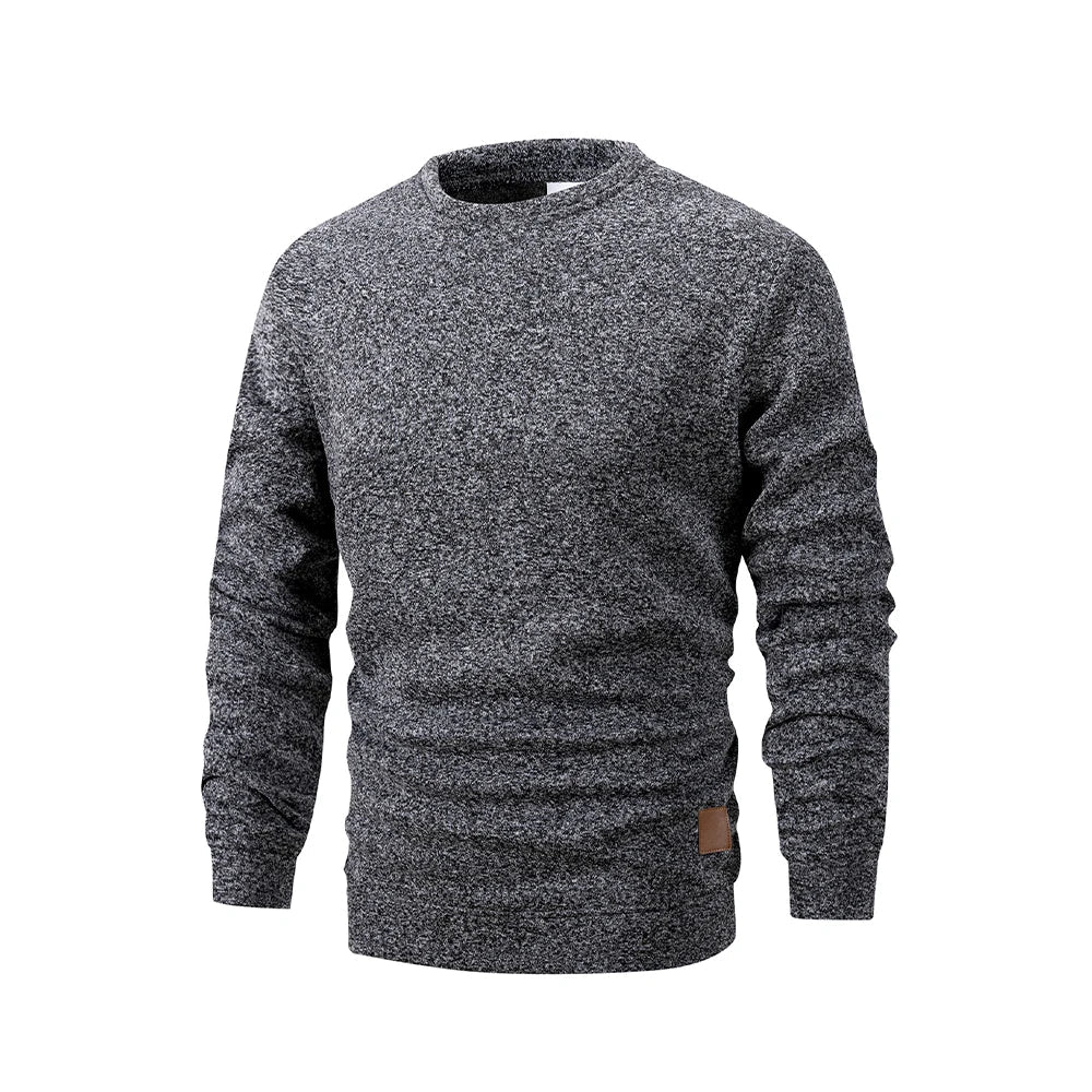 Herren Rundhals Pullover Melange Optik Langarmshirt