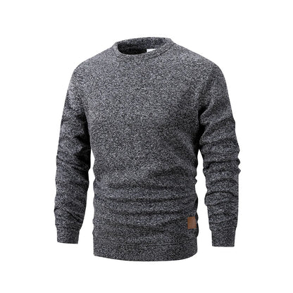 Herren Rundhals Pullover Melange Optik Langarmshirt