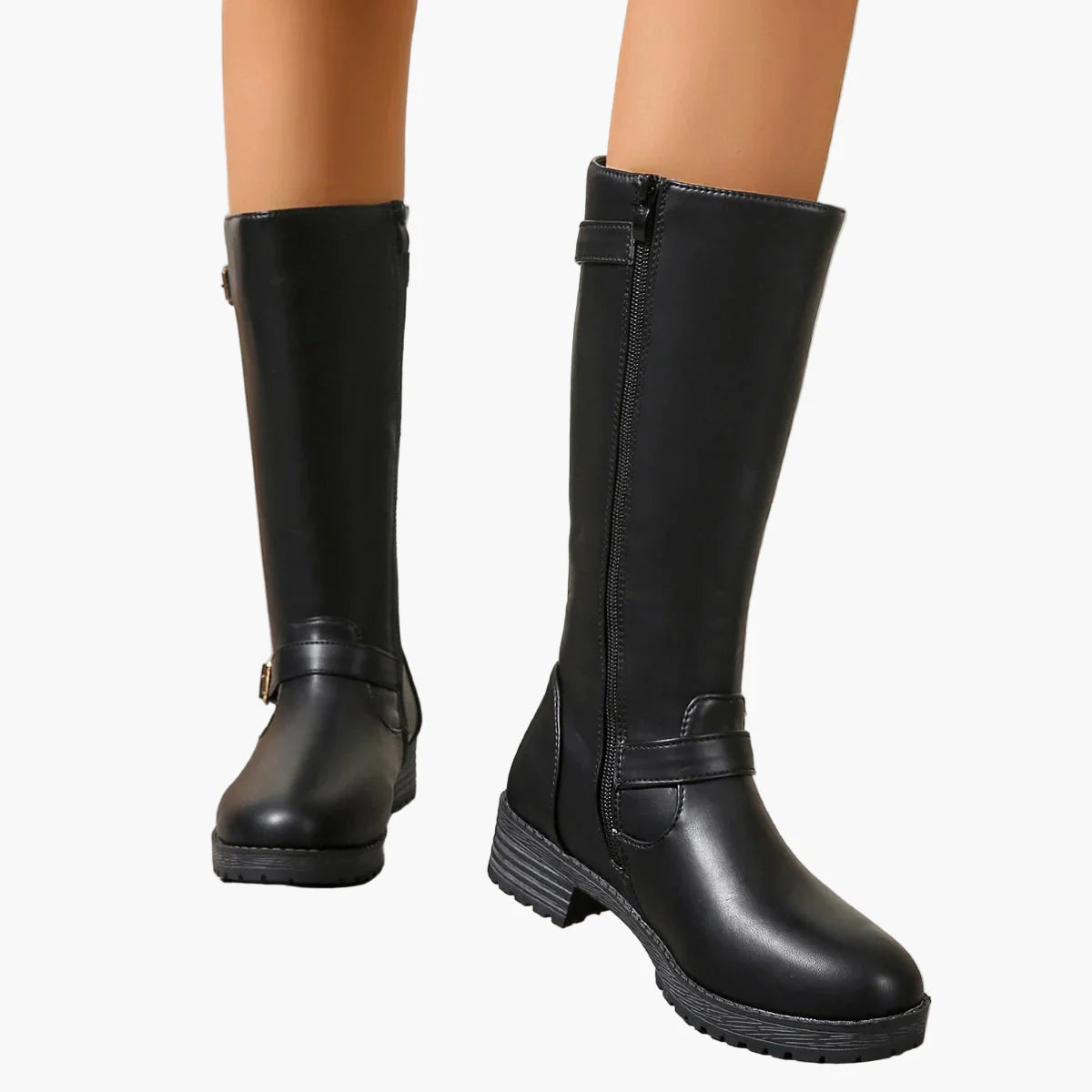 Damen Kniehohe Stiefel mit Schnalle – Elegante Alltags- und Reitstiefel