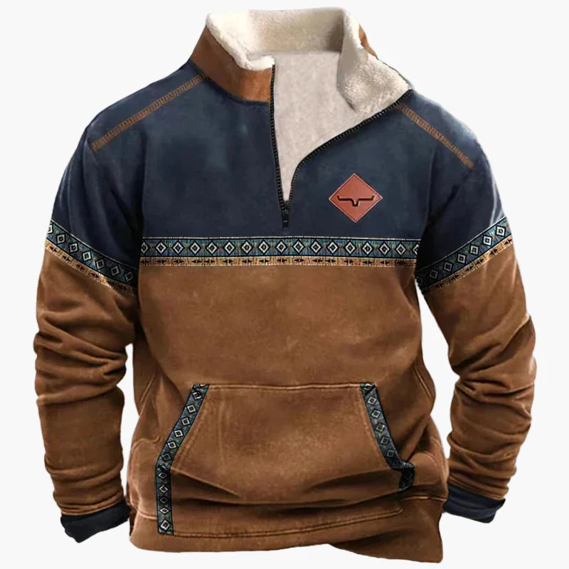 Herren Wild West Vintage Fleece Pullover – Lässiger Western-Stil für Outdoor & Alltag