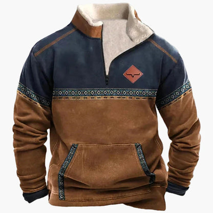 Herren Wild West Vintage Fleece Pullover – Lässiger Western-Stil für Outdoor & Alltag